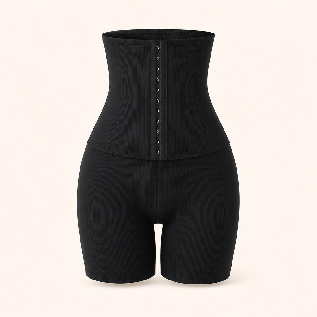 Short faja negro con cinturón de corchetes